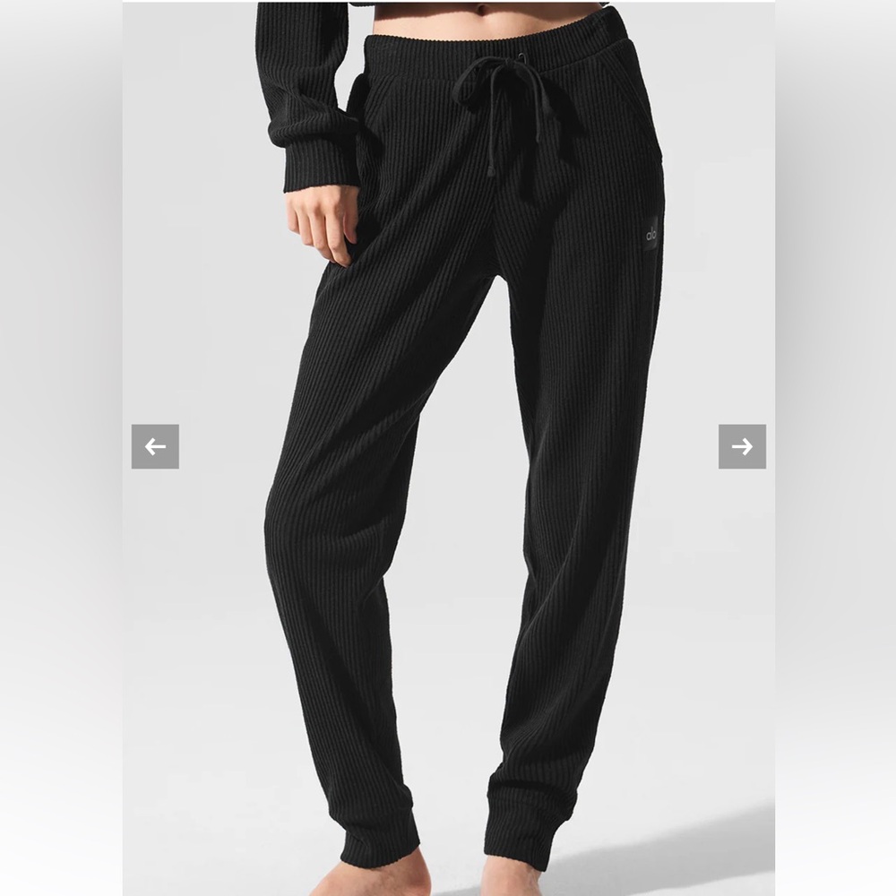 ALO Yoga Black Ribbed Track Pants